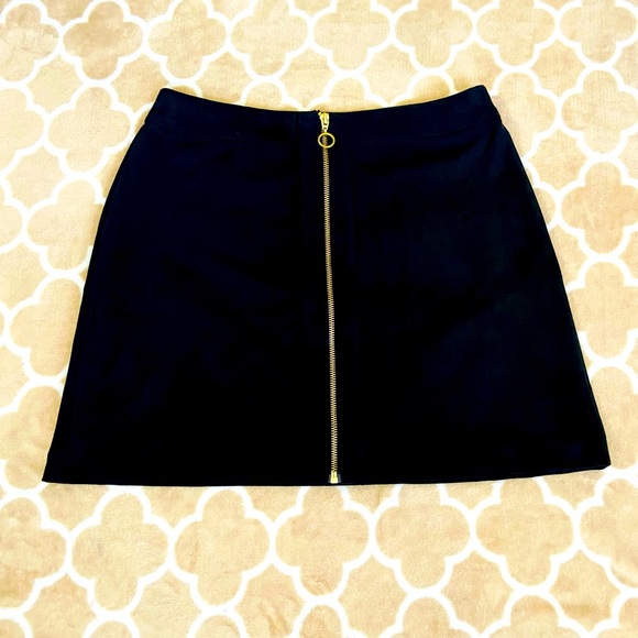 Black Faux Suede Mini Skirt - Picture 1 of 5
